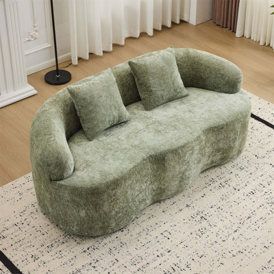 Canapé courbé avec accoudoirs arrondis, canapé de compression confortable avec deux coussins, idéal pour les petits espaces et l'utilisation sans tracas