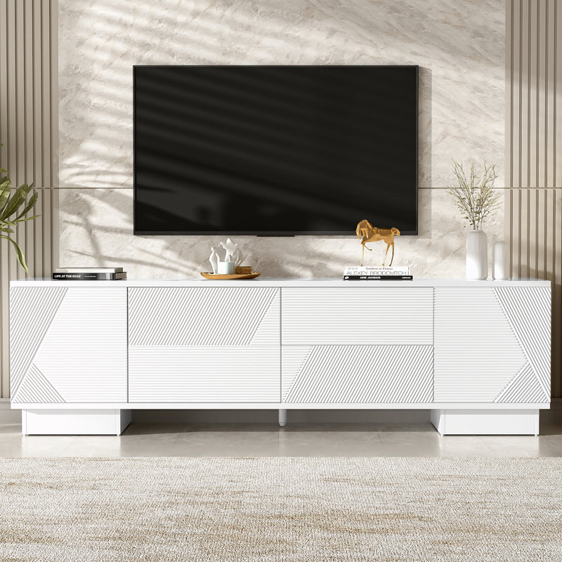 Meuble télé avec armoire et tiroirs, Blanc