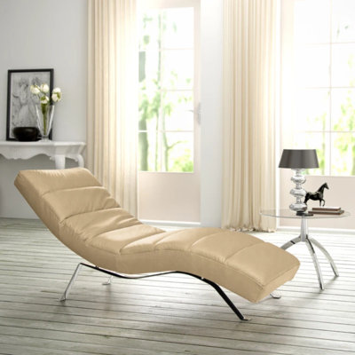 SALISBURY Chaise Lounge in Genuine Leather with Adjustable Backrest