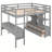 Loft Bed with Built-in Desk with Two Drawers, and Storage Shelves and Drawers-542712032