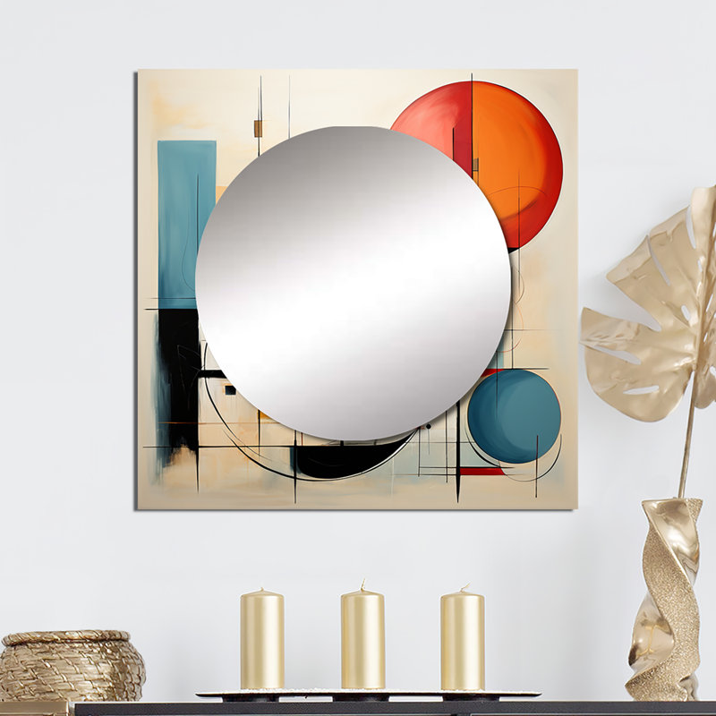 Art mural miroir coloré coloré Mid Century Dynamic Duality II, 23 po x 23 po
