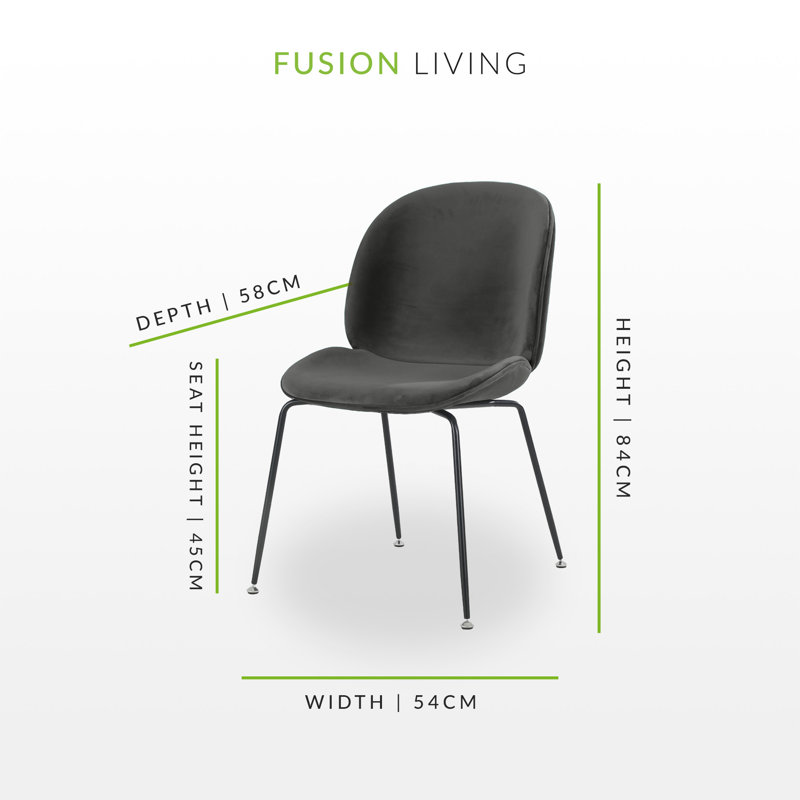 Anitra 45cm H Velvet Upholstered Metal Upholstered Back Side Chair, Dark Grey