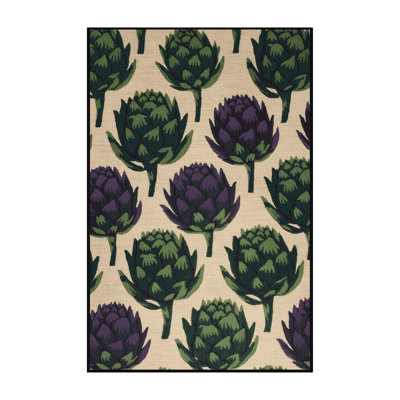 Washable Artichoke Flowers Vegetables Area Rug