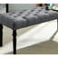 Banc de salle à manger en tissu gris - bois massif avec pieds tournés, l 48 po x P 16,5 po, assemblage requis avec cadre de banc rembourré: l 48 po x P 16,5 po-1166096572