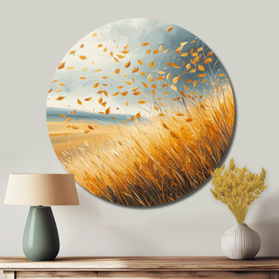Feuilles dans un champ de blé venteux