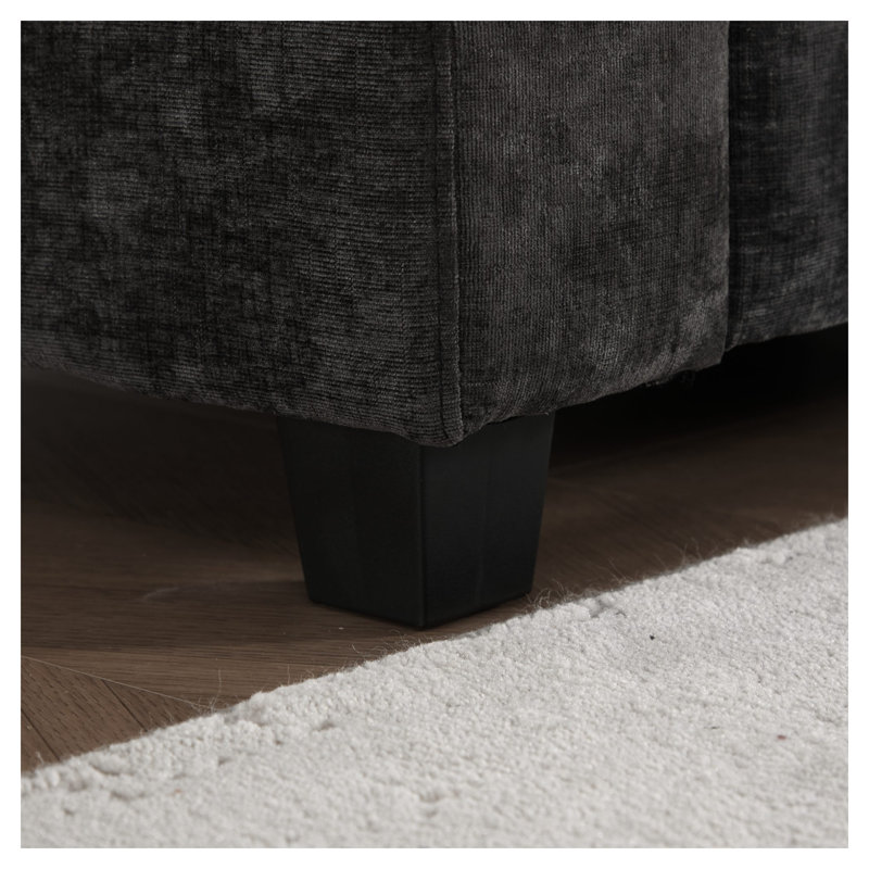 Module de canapé simple en chenille noire, siège sans accoudoirs de conception américaine moderne pour configurations modulaires