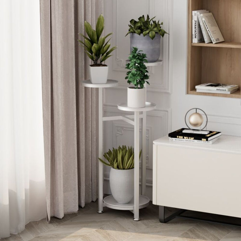 Étagère à plantes à plusieurs niveaux, support d'angle en métal robuste pour pots de fleurs, idéale pour terrasse, jardin, balcon, salon ou chambre.