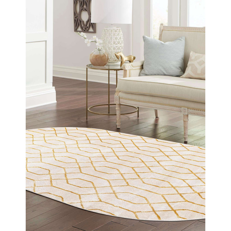 Geometric Area Rug, Oval 160 cm x 243.8 cm