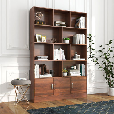 70.87" Tall Bookshelf With 10 Cubes And 3 Doors, 4-Tier Bookshelf, Open Shelf Bookcase With Cabinet, Modern Cube Storage Organizer For Living Room, An by Dovecove