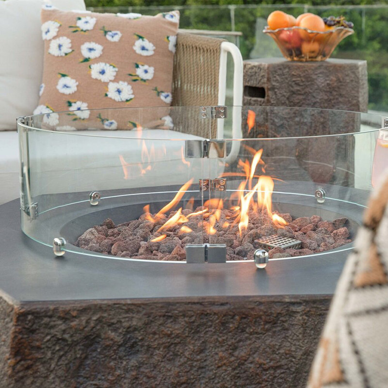Columbia 42" Outdoor Concrete Fire Table 45,000 BTU - Includes Lava Rocks & PVC Cover, Propane