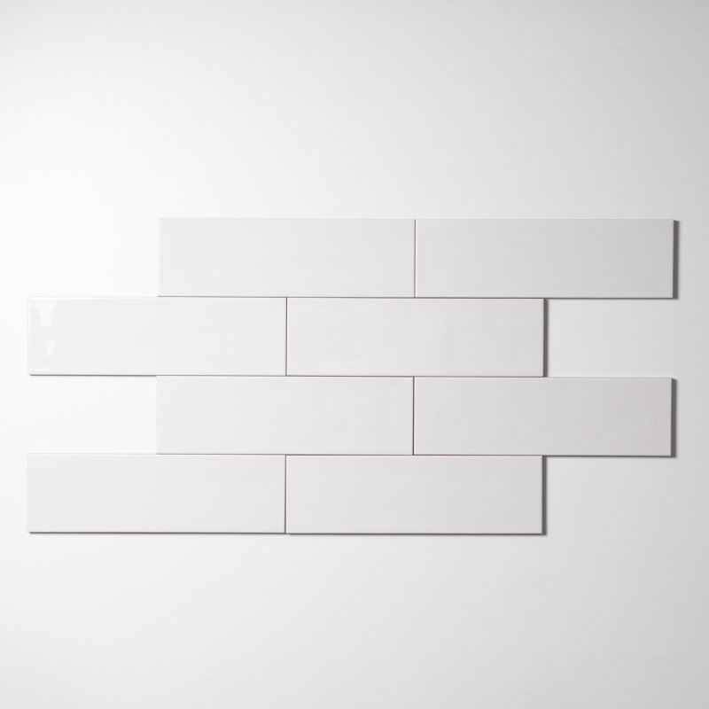 Bedouin 3.5" x 12" White Gloss Ceramic Subway Tile, White Gloss