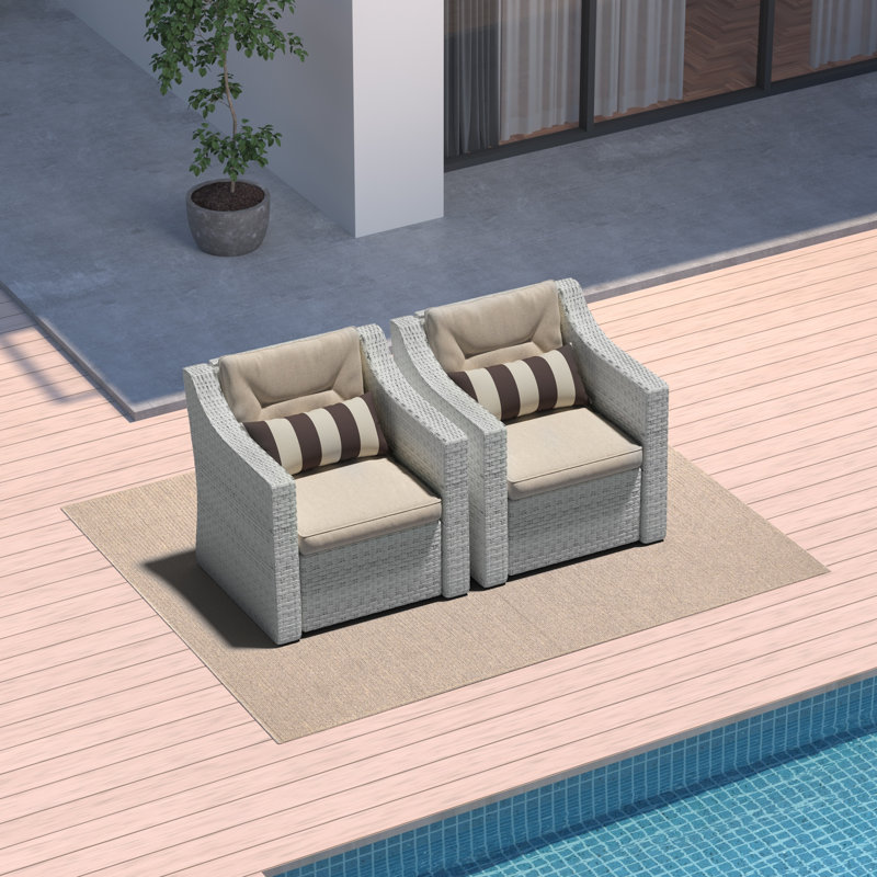 Outdoor Patio Furniture Set, 7/5/4/3/2 Piece Patio Conversation Set Outdoor Furniture Set, Rattan Lounge Chair With Ottoman Footrest, Coffee Table & Cushions For Garden, Patio, Balcony, Deck(Brown/Grey) - Patio Furniture Outdoor