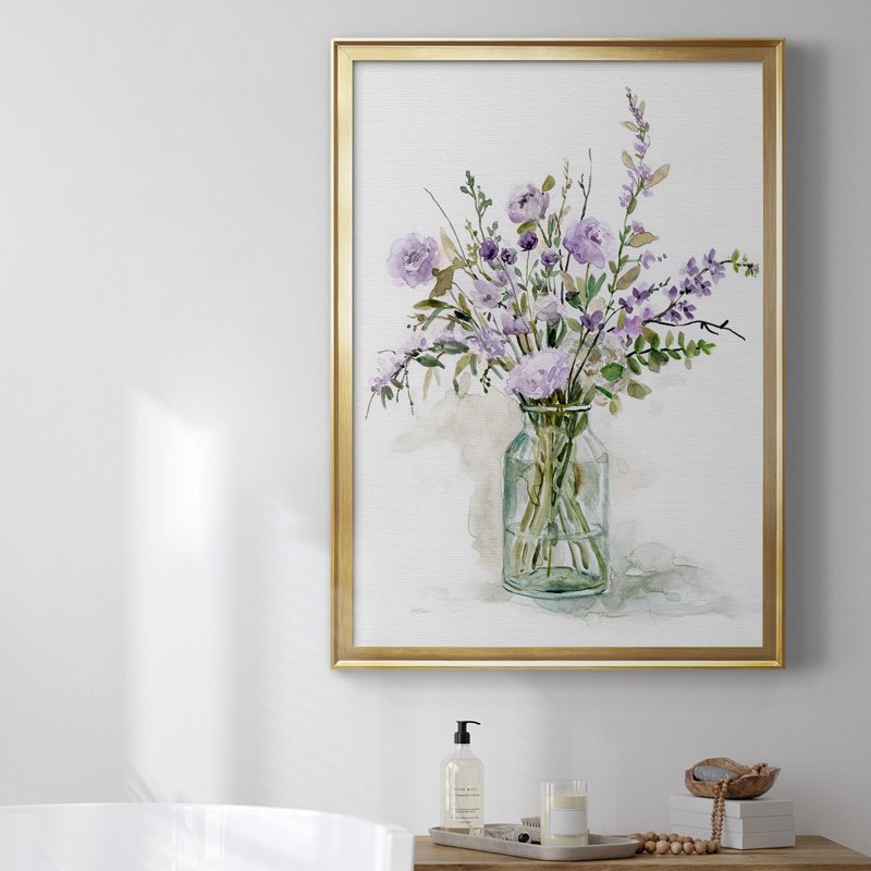 «Purple Passion I», toile encadrée de qualité supérieure - prête à être accrochée, H 42,5 po x l 30,5 po, Cadre doré