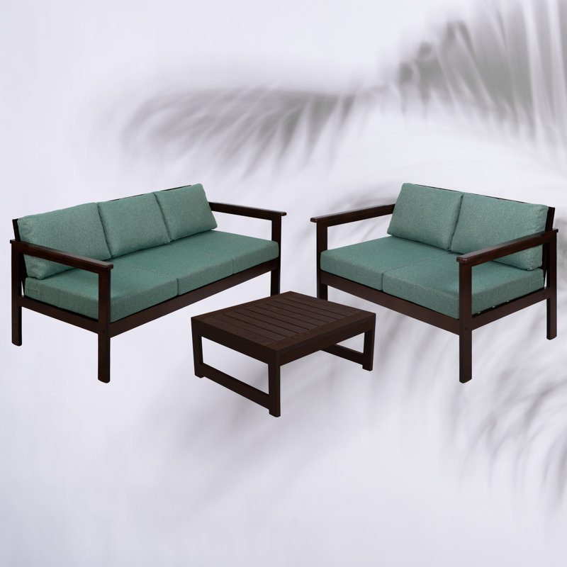 Jaqualen 5 - Person Seating Group with Cushions, Sage Green, Black