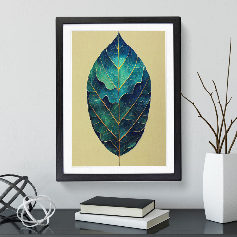 Leaf Painted - Framed Print, Black, 34cm H x 25cm W x 2cm D