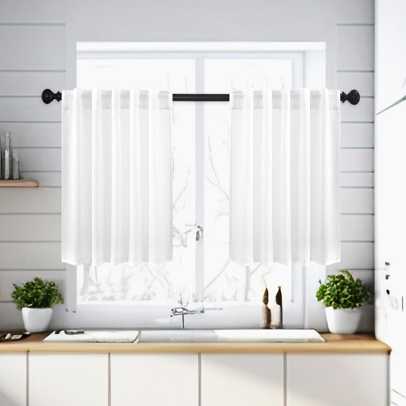 Rideau de café semi-diaphane Browerville, L 36 po x L 36 po, Blanc