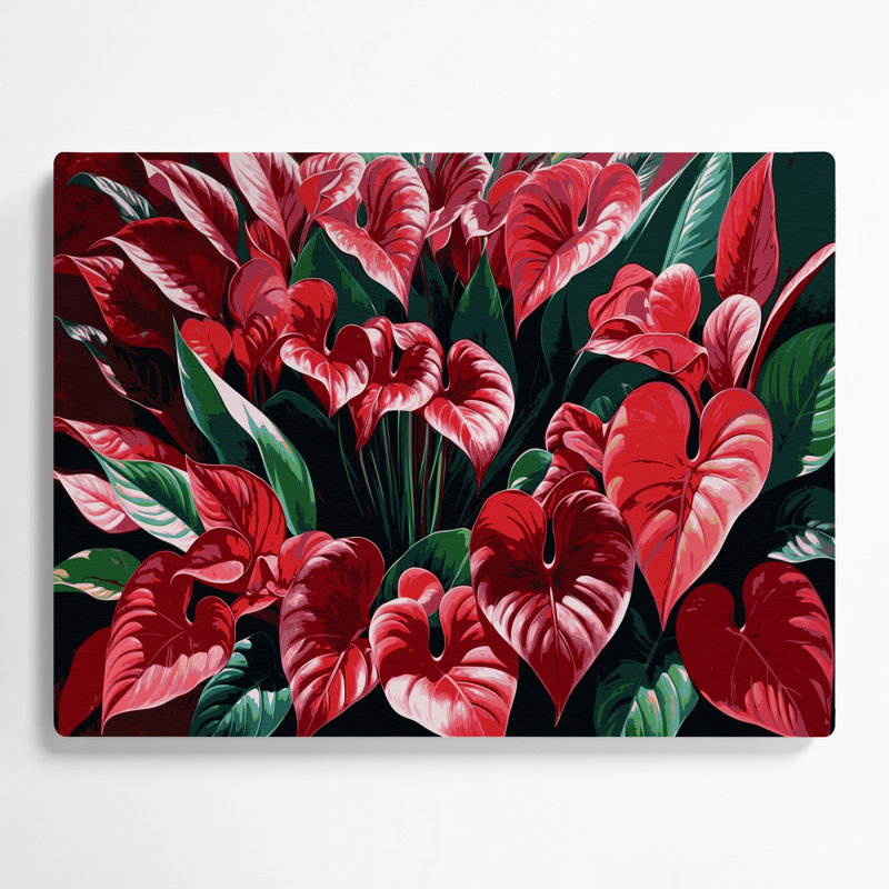 Art mural hawaïen Anthurium noir en métal, H 8 po x l 10 po