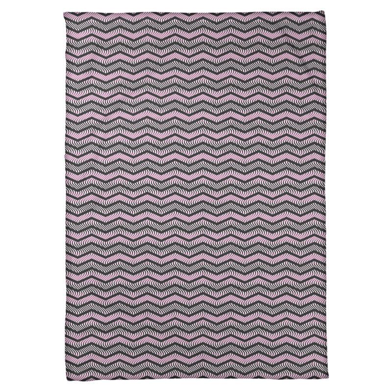 Couverture polaire à chevrons ondulés, l 60 po x L 80 po, Noir / Rose
