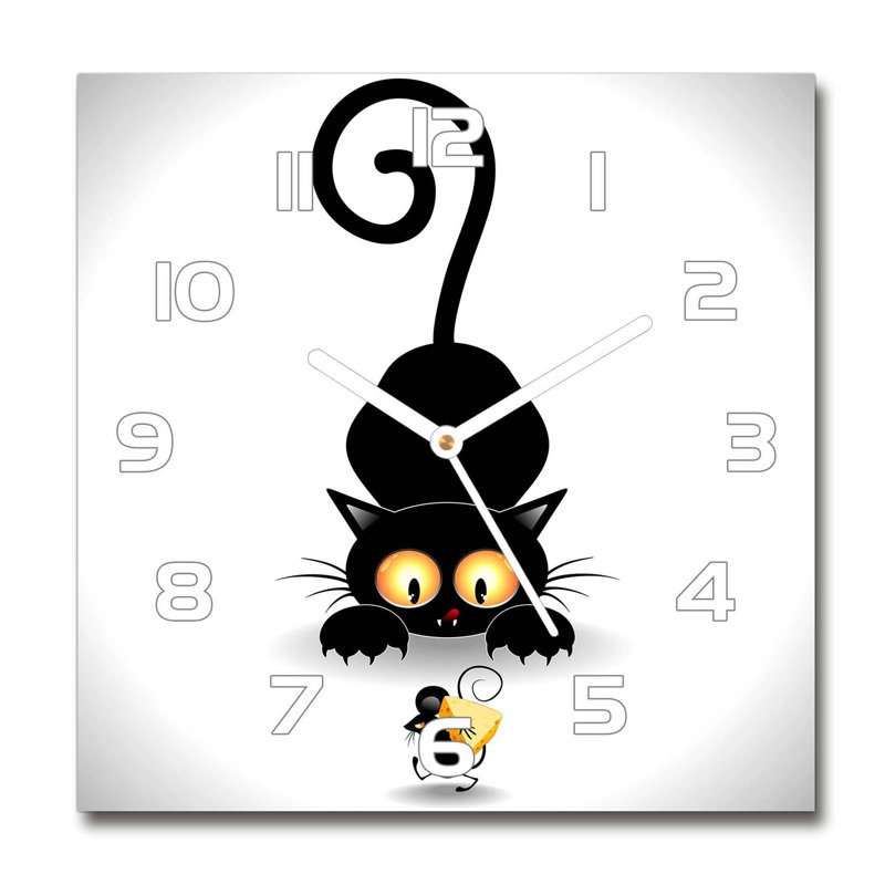 Helse Glass Wall Clock, White/Black/Yellow