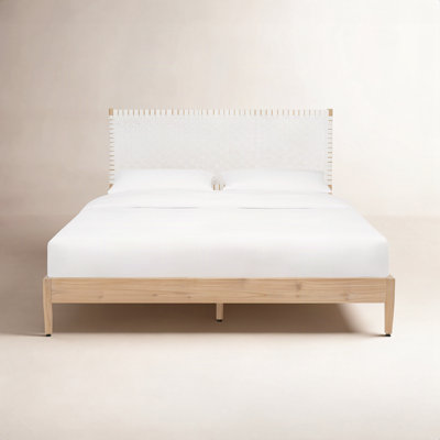Tamita Genuine Leather and Oak Bed