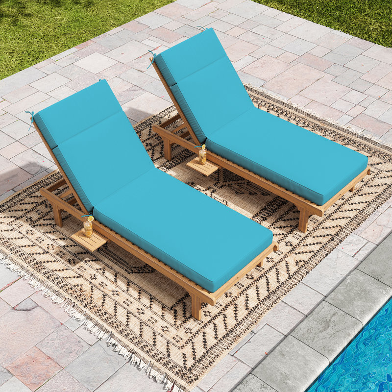 Outdoor 4'' Chaise Lounge Cushions Lounge Chair Cushions 26" W X 80" L, Lake Blue