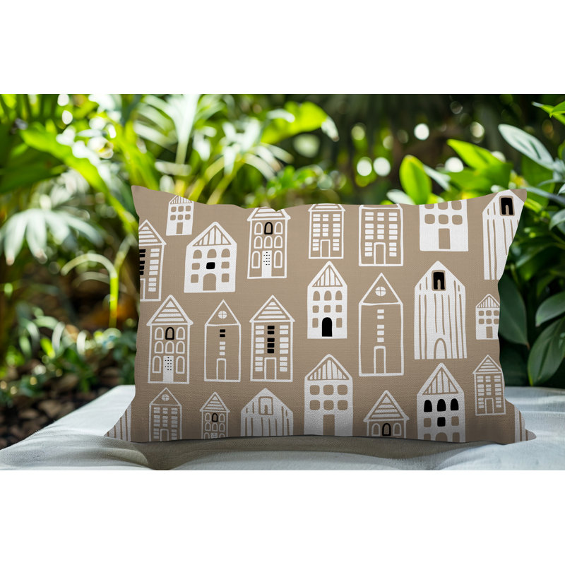 Oreiller rectangulaire réversible intérieur / extérieur Kito, Beige, Rectangle H 14 po x l 20 po