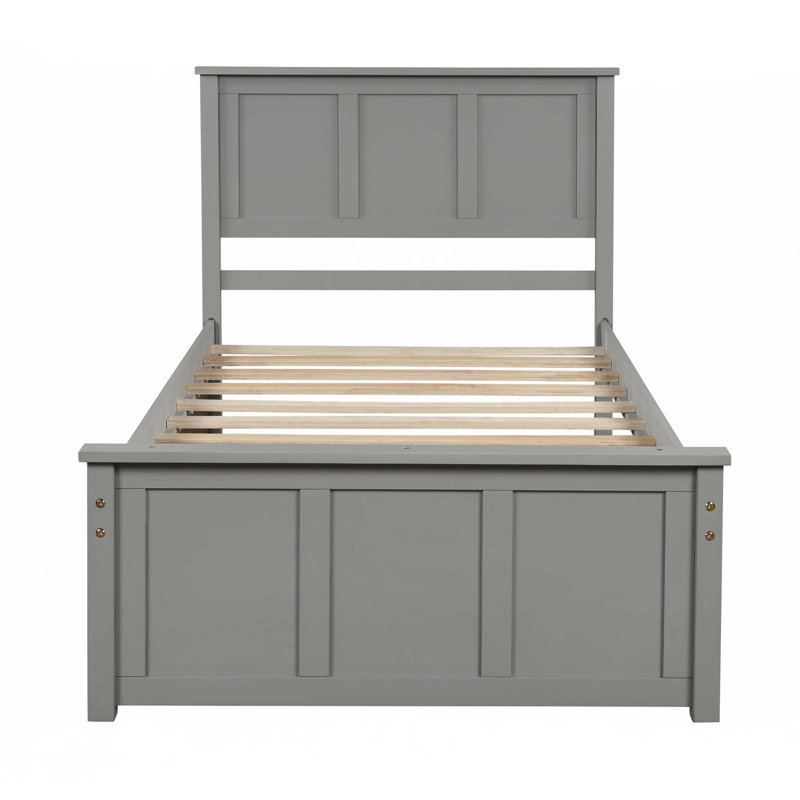 Lit plateforme avec rangement, 2 tiroirs, Gris