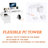 47.3" Modern Desk With Power Outlet, 2 Movable Monitor Stands, Drawers, Side Pocket - White Glossy Computer For Home Adjustable Office Holder