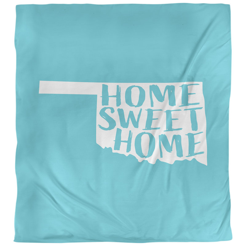 Housse de couette Home Sweet Oklahoma, Housse de couette pour très grand lit, Bleu sarcelle, Microfibre