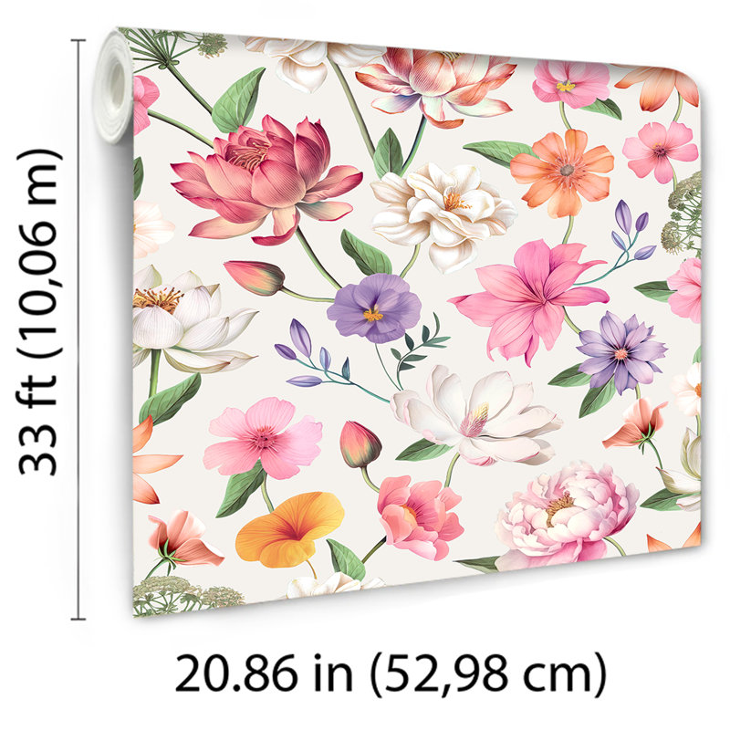 Papier peint floral Fantasia, Beige