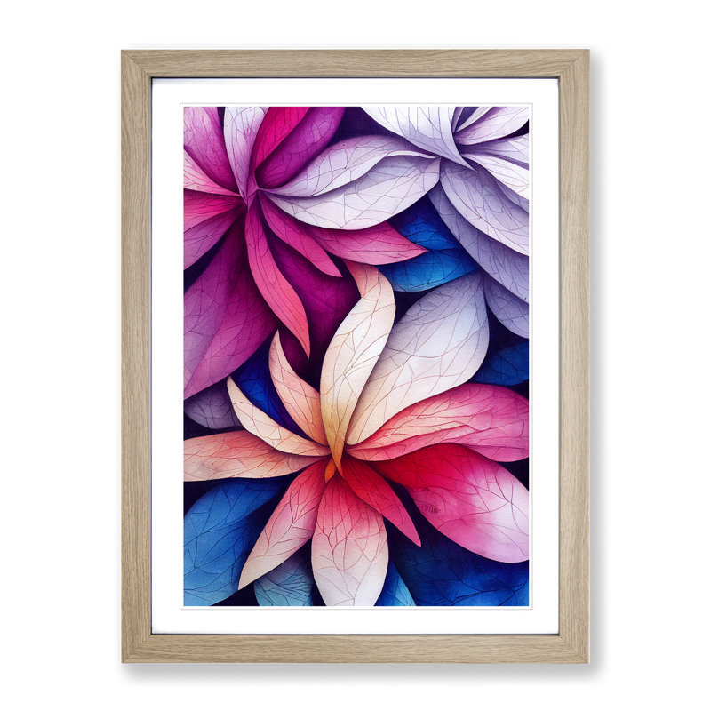 Entrancing Flowers No.3 - Single Picture Frame Print, 46cm H x 34cm W x 2cm D, Oak