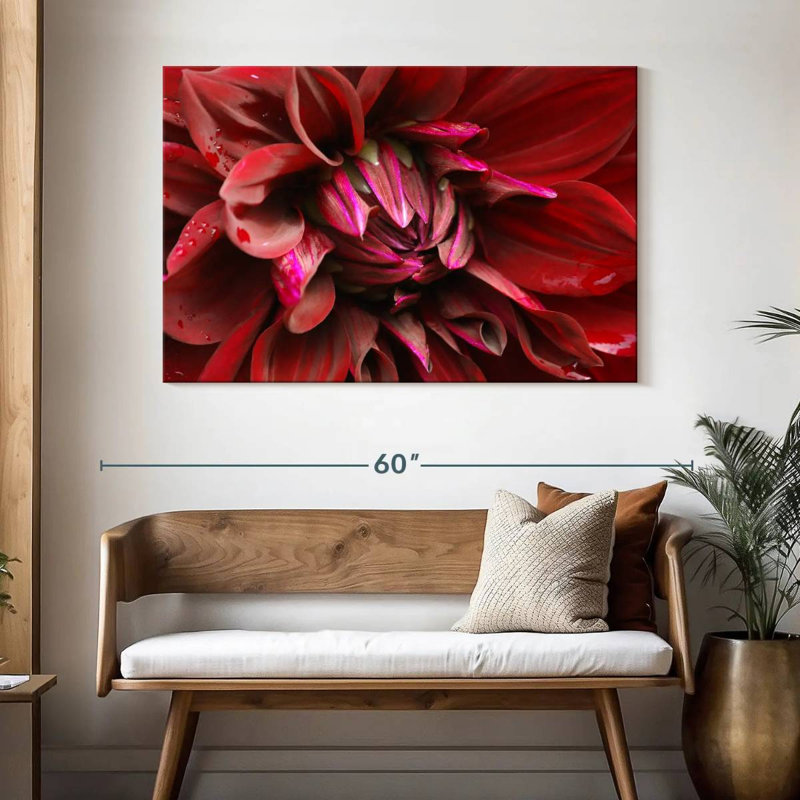 Fleur de dahlia rouge Harnek, H 32 po x l 48 po