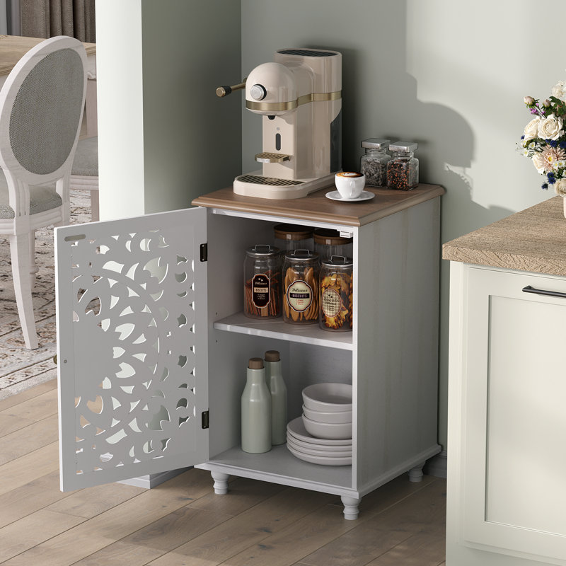 Small Accent Cabinet With Door, Storage Cabinet With Solid Wood Legs And Adjustable Shelf, Sideboard Buffet For Kitchen, Dining Room, Bedroom, White