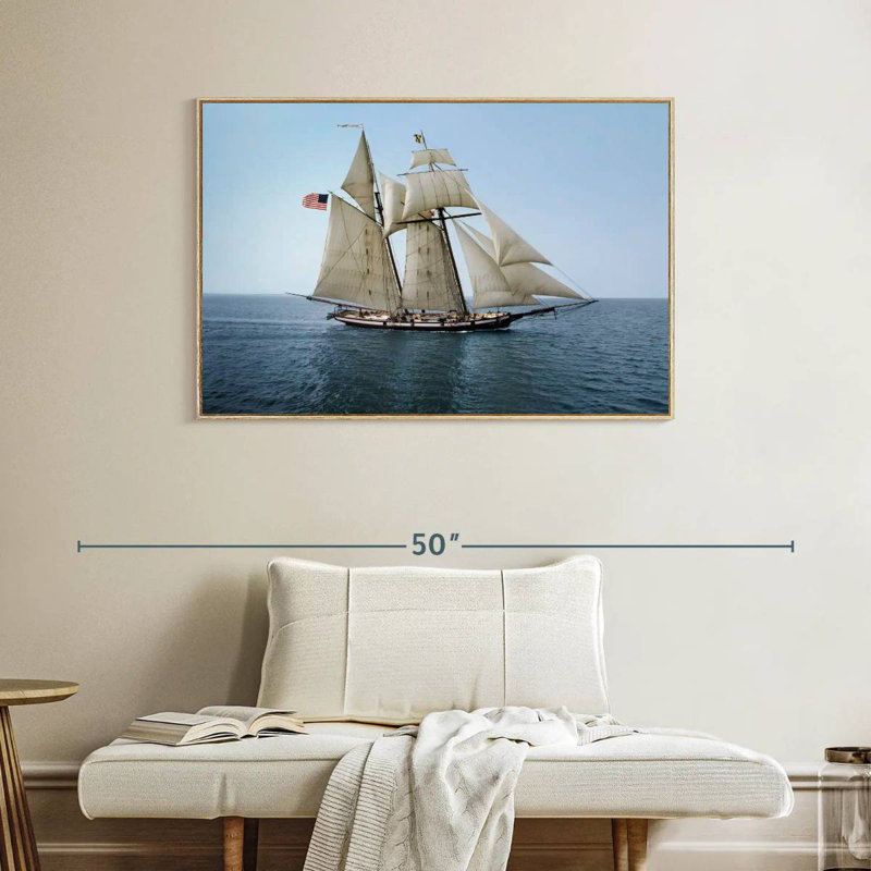 Fierté du navire de Baltimore, Cadre flottant en bois naturel, 40 po x 27 po
