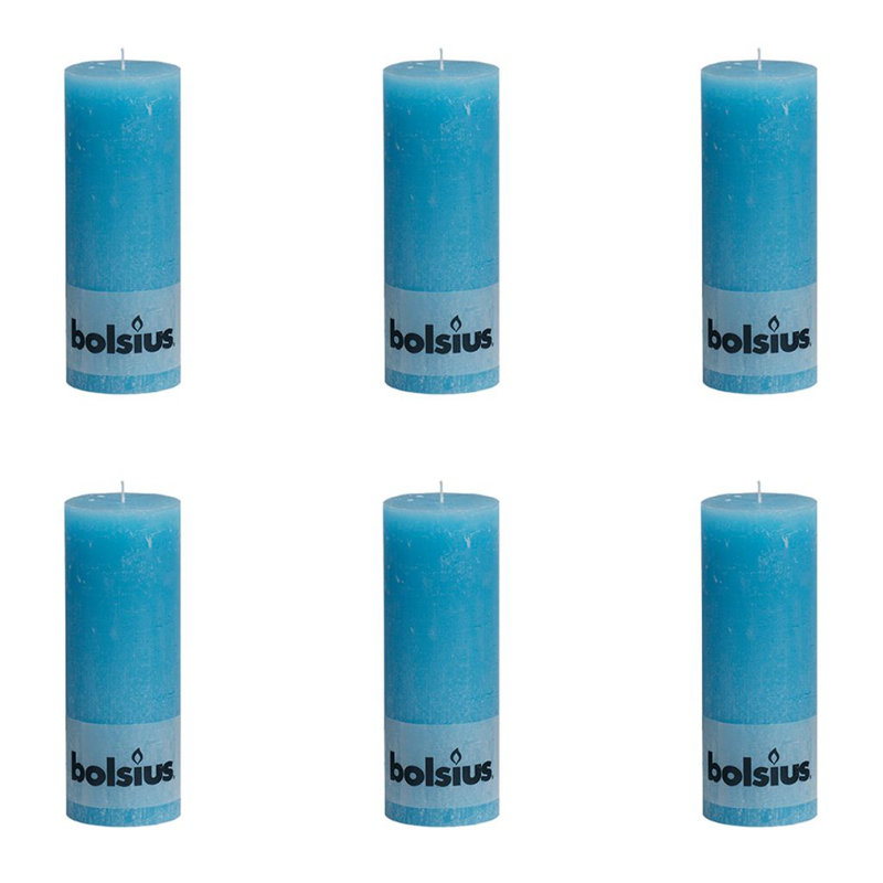 Bolsius Rustic Pillar Candle, Blue, 19cm H x 6.8cm diameter