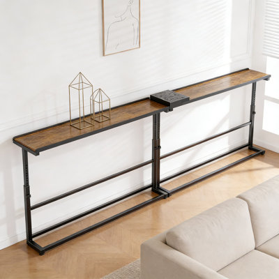 Adjustable Height Narrow Console Table With Power Outlets - 78.8 Inch Long Behind Couch Table With USB & AC Outlets For Living Room, Stable Slim Sofa Table