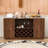 Stylish Wave-Design Sideboard Buffet Cabinet with Wine Rack, Open Storage and Adjustable Shelves