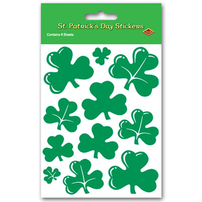 Shamrock Stickers - 4Â¾" x 7Â½" - Pack of 12