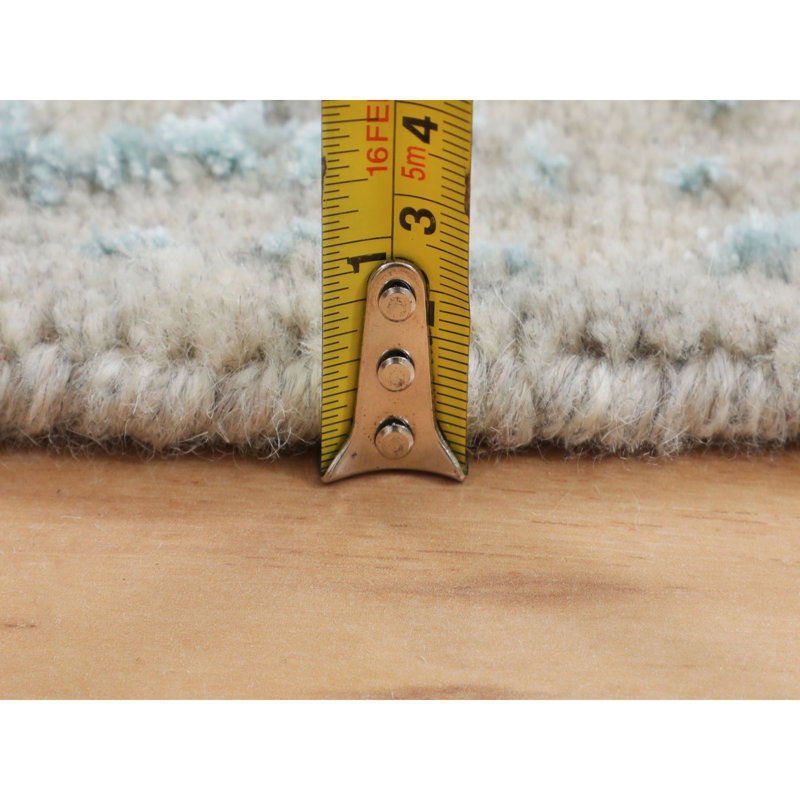 Tapis décoratif circulaire de conception unique noué à la main vert 5 pi 10 po Atanasie