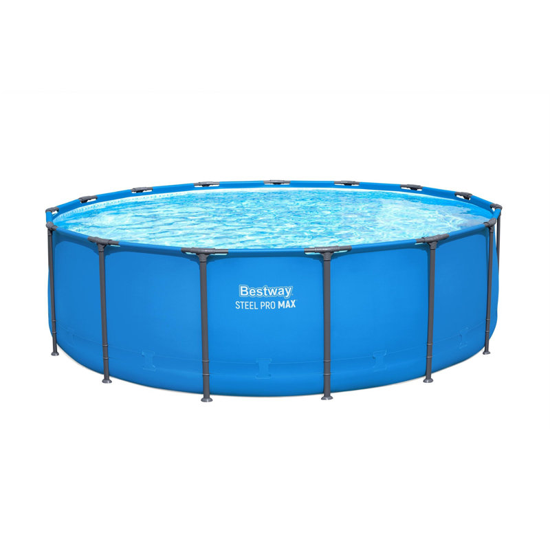 Bestway Steel Pro Round Above Ground Outdoor Backyard Swimming Pool, 15' x 15' x 48"
