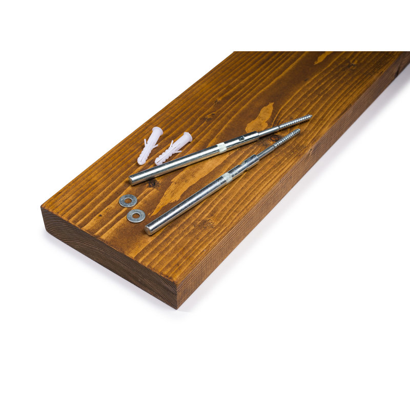 Petra Pine Solid Wood Floating Shelf, Dark Brown, 4.5cm H x 40cm W x 20cm  D