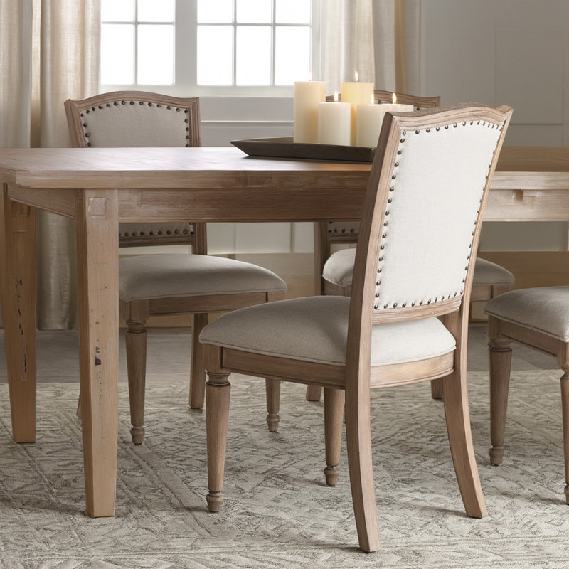 Chaise de salle à manger rembourrée Shiketa, Naturel rustique