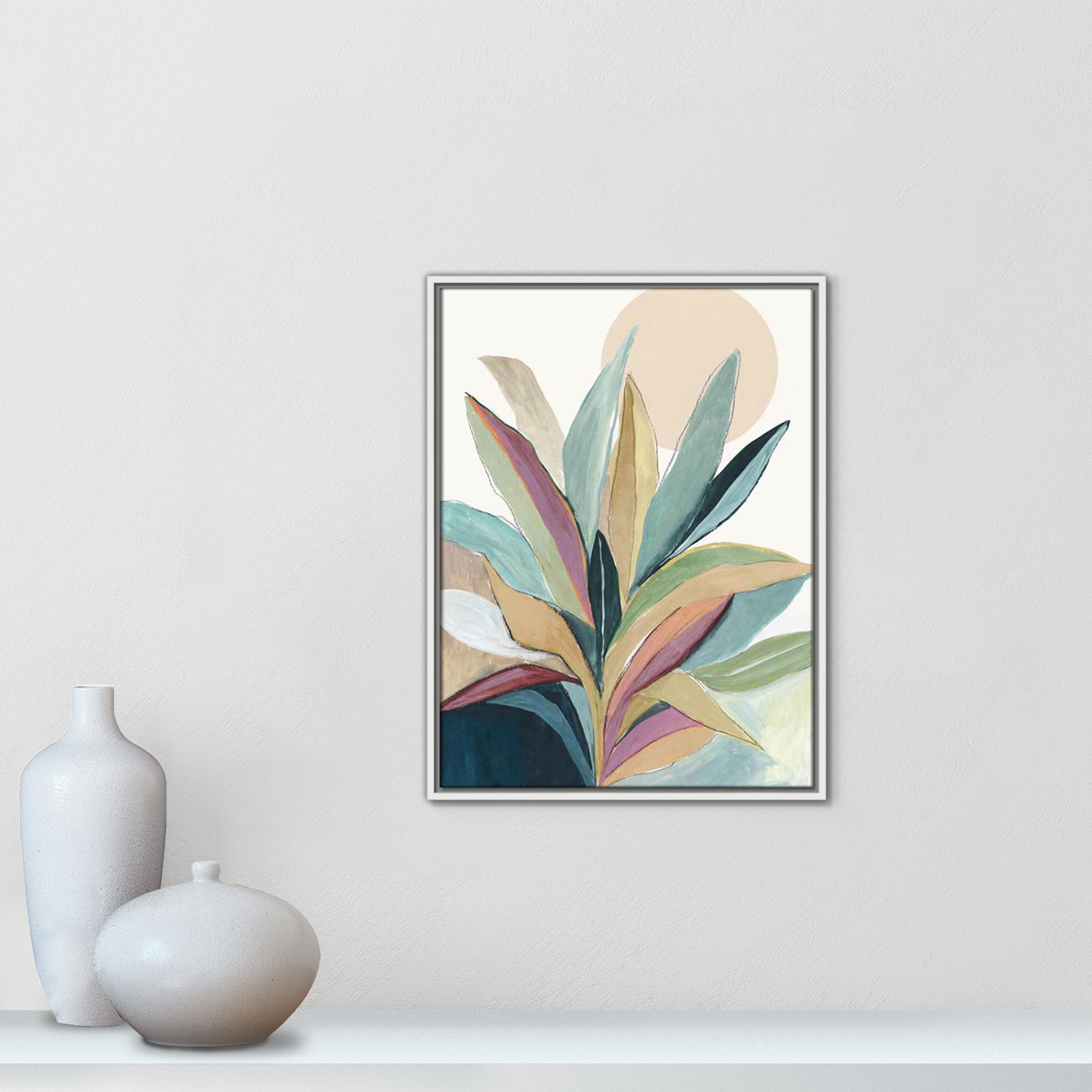 Sherbrooke Sunny Bright Leaves I by Asia Jensen Print, No Mat, White Floater Framed, 25.5" H x 19.5" W x 2" D