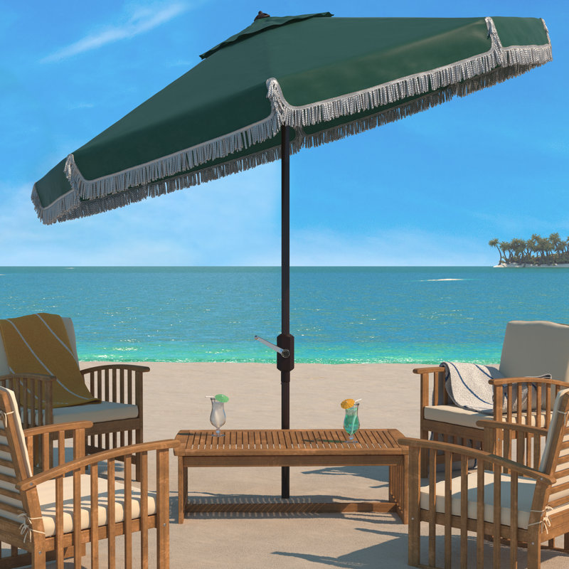 Outdoor Argentina Beach Parasol, Hunter Green/White