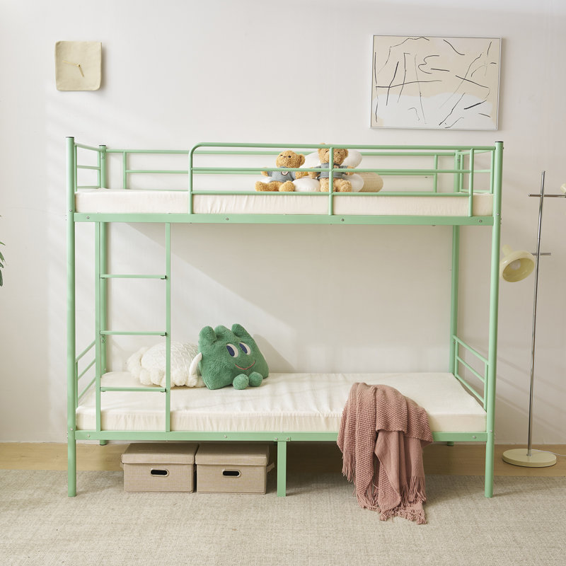 Alisiana Kids Twin Over Twin Bunk Bed, Green