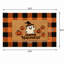 Ensemble de 2 tapis de porte superposés pour l'Halloween, tapis à carreaux orange et noir avec paillasson en fibre de coco