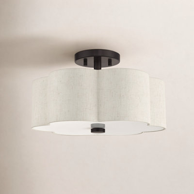 Copper 3 Light Linen Blend Semi Flush Mount