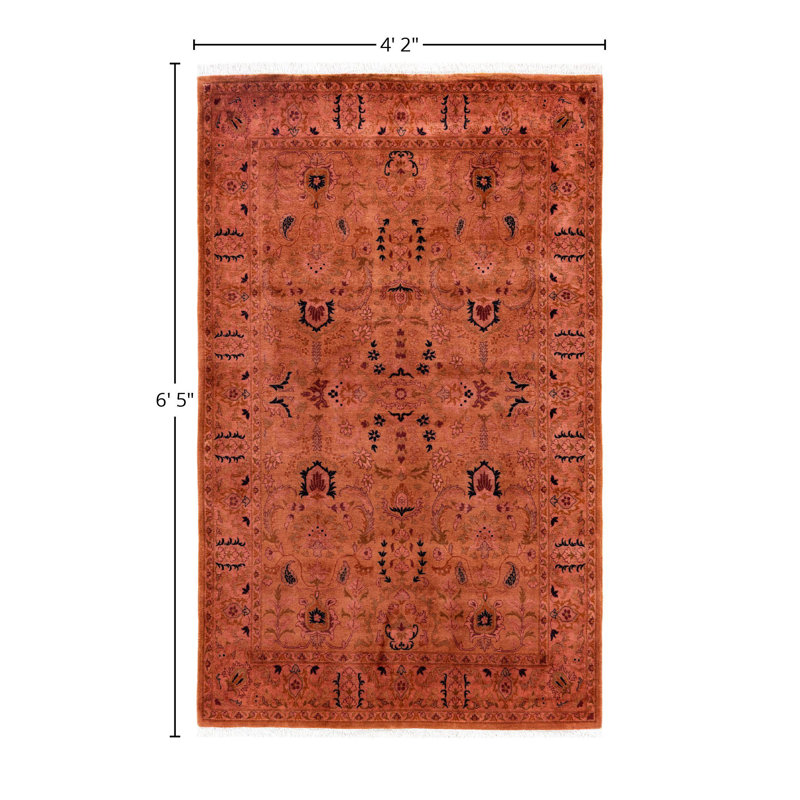 Overdyed One-of-a-Kind 4' 2" X 6' 5" Hand Knotted Area Rug