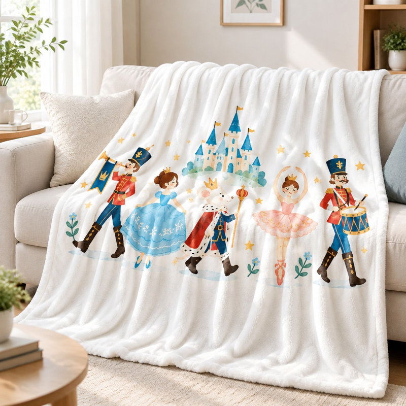 Ballet Princess Castle Print Plush Throw Blanket for Sofa Couch Bedroom Living Room Home Decoration, Twin(W60"×80L")