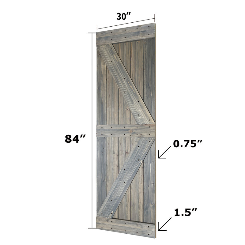 Porte de grange coulissante double en bois massif de style K avec ensemble de quincaillerie - Assemblage requis